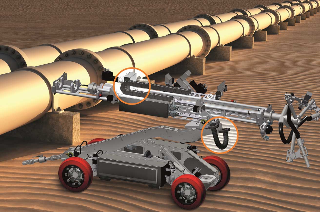 Energiekette in Wartungsroboter für Pipelines